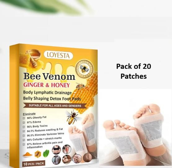 Bee Venom foot patch, Beneficial  in Body Detox, Weight loss, Pain Relief, Cleansing Toxins, Stress Relief, Promote Sleep & Detoxification For Men And Women(Pack of 20 Patches)