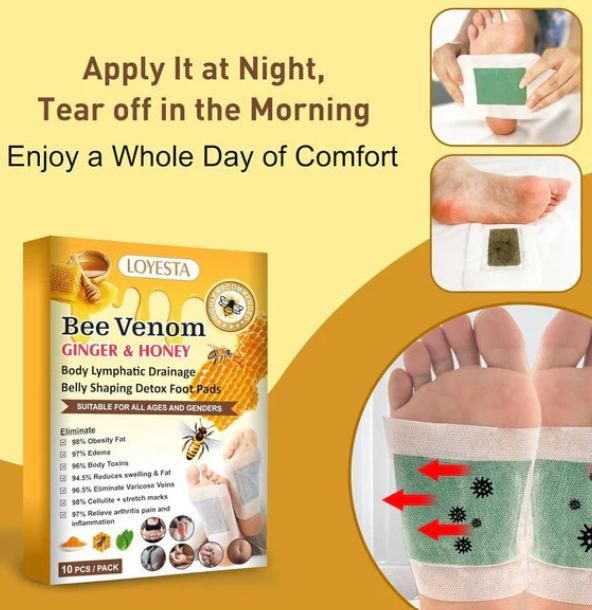 Bee Venom foot patch, Beneficial  in Body Detox, Weight loss, Pain Relief, Cleansing Toxins, Stress Relief, Promote Sleep & Detoxification For Men And Women(Pack of 20 Patches)