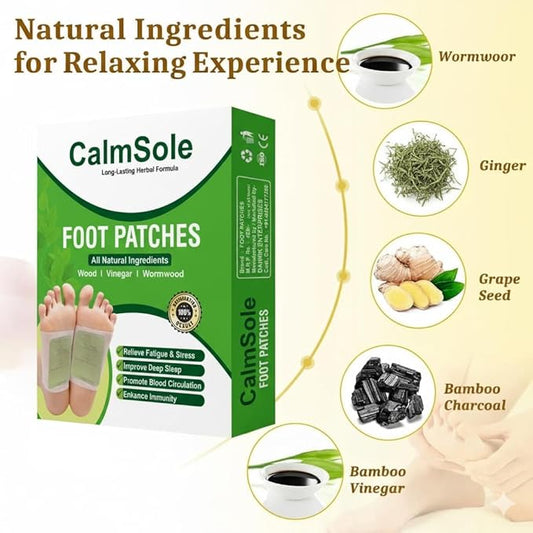 Deep Cleansing Foot Pads for Detox & Relaxation | Natural Herbs Patches for Internal Toxin Removal, Pain Relief, Better Sleep & Circulation for Men & Women (Pack of 20)