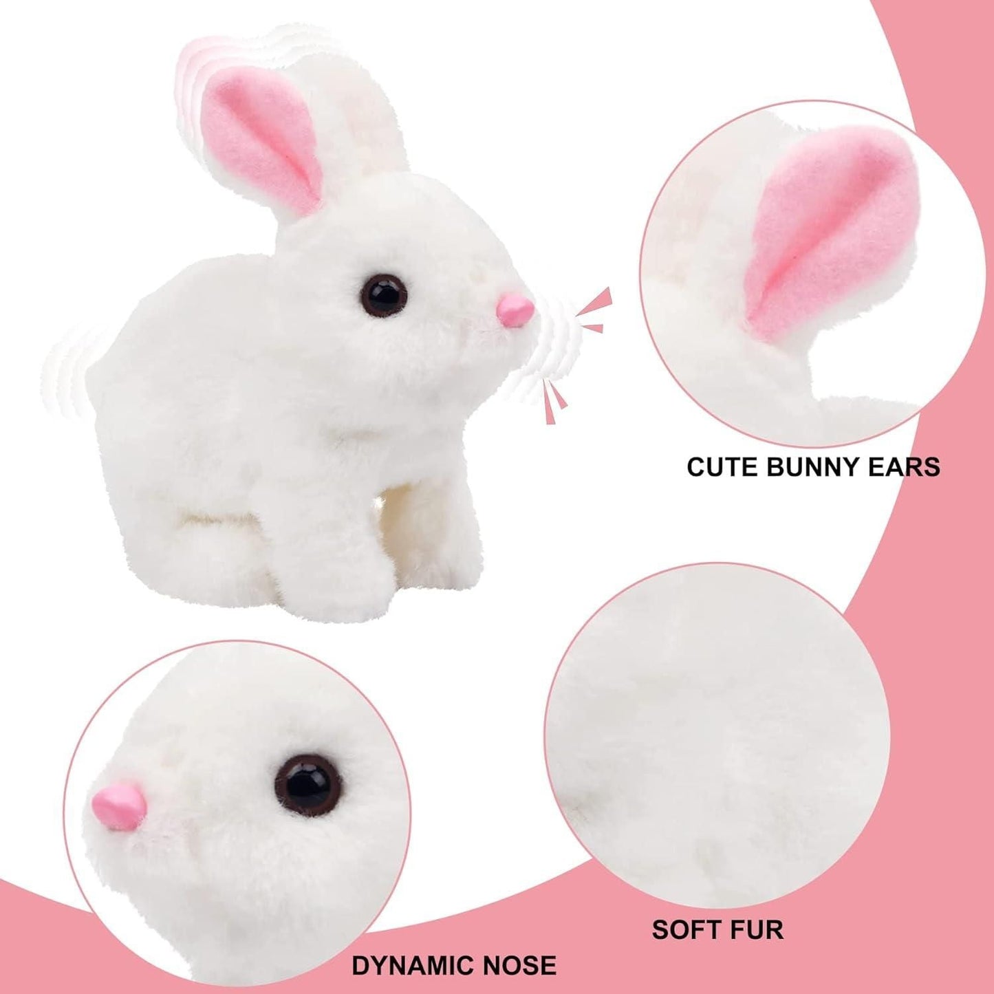 Bunny Toy, Hopping Bunny Toy Interactive Electronic Pet with Sounds and Movement